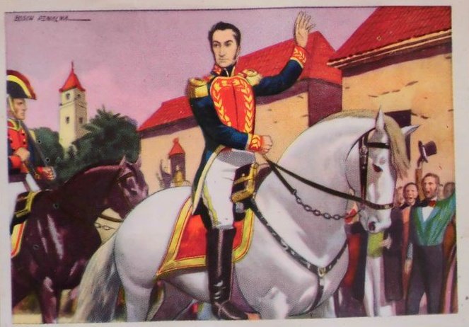 Entrada de Bolívar en una ciudad. Ilustración de Antonio Bosch Penalva