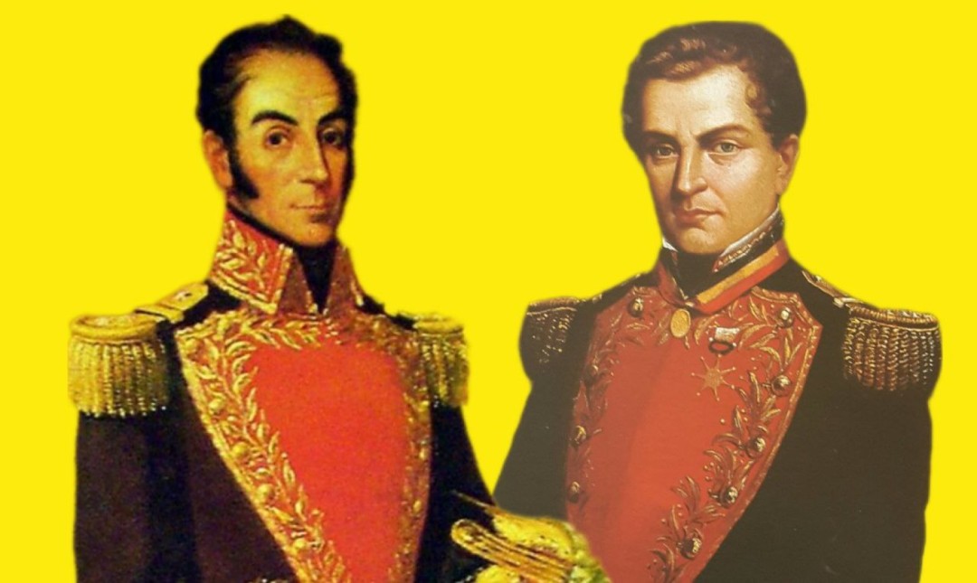 Simón Bolívar y Santiago Mariño. Composición: Kiko Perozo