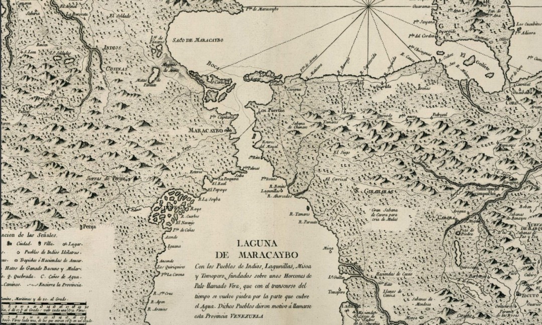 Mapa de Maracaibo en 1787, hecho por el cartógrafo Juan de López. Imagen vía @Mcbo_1529